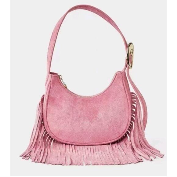 Universal Thread Handbags - Western Faux Suede Fringe Shoulder Bag Purse - Universal Thread Pink